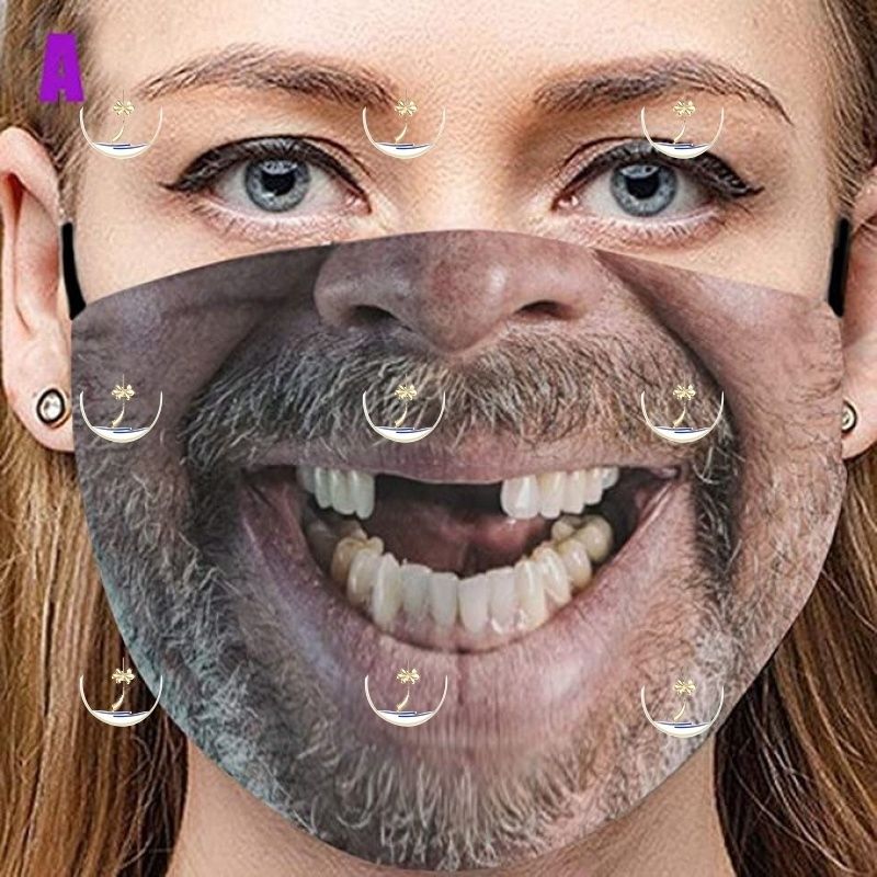 人脸图案搞笑可以显示表情的创意口罩猪图案搞怪k554000c买一s一随机