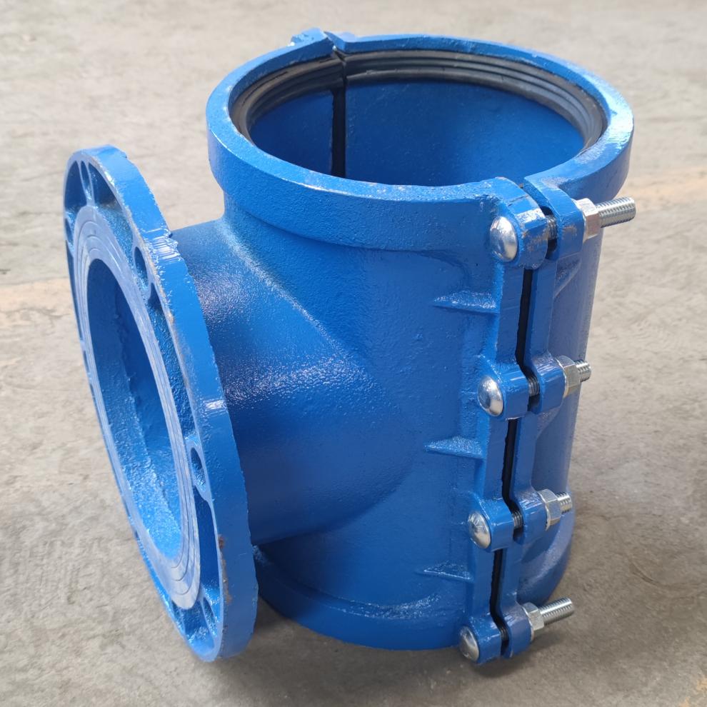 pe管哈夫节法兰分水三通铸铁管道开孔马鞍三通抢修器抱箍接头p500420