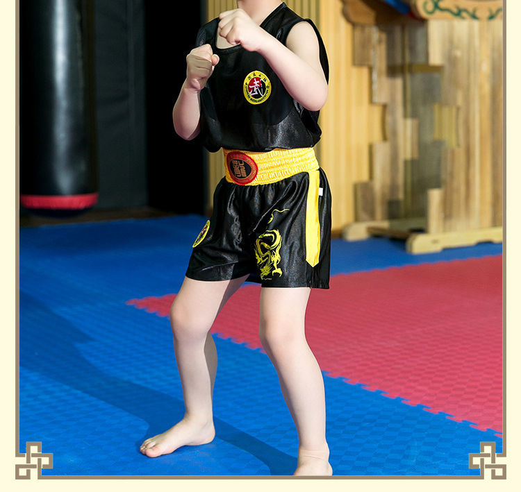 九日山散打服拳击服搏击武术泰拳短裤儿童男女龙纹散打训练服装散打龙