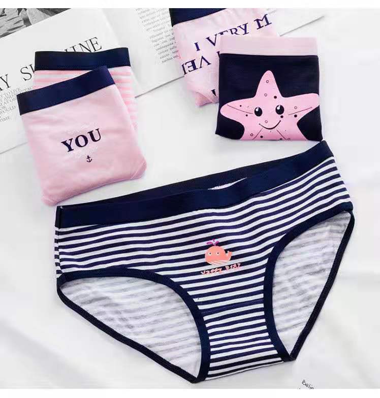 女生内裤发育期初中生内裤少女高中生4条装内裤女学生棉韩版可爱中腰