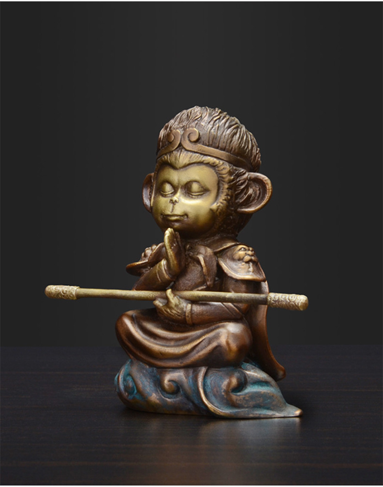 金祥源铜金岁月齐天大圣归来孙悟空黄铜雕塑摆件金属铜雕家居饰品打坐