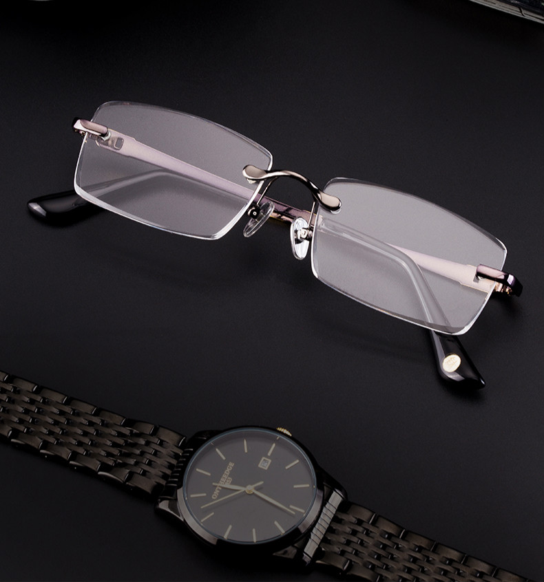 水晶老花镜男老人时尚水晶石高清老花镜老年人眼睛耐磨无边框老光镜真