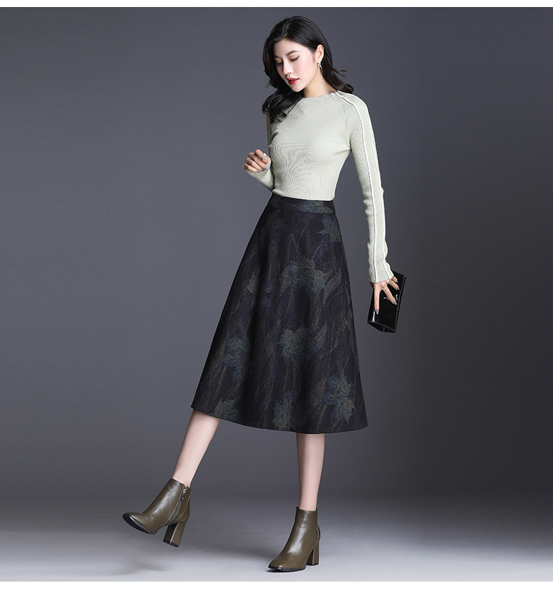 矮个子中年妇女冬裙半身裙小个子中老年人秋冬款a字裙女半裙冬季毛呢
