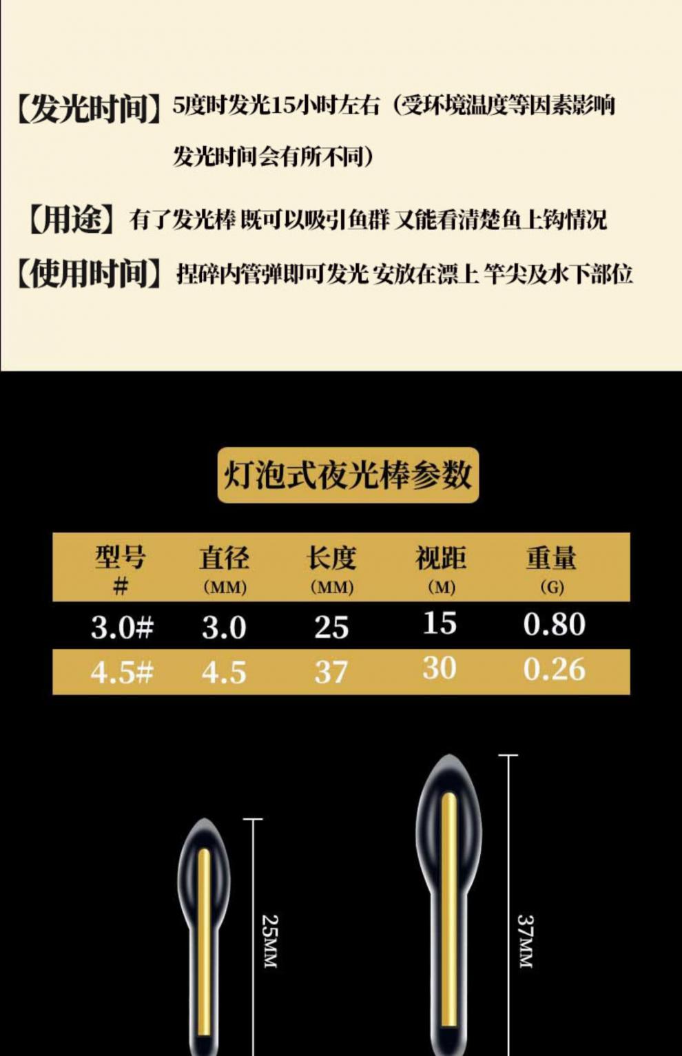钓鱼夜光棒夜光漂夜钓钓鱼荧光棒发光棒渔具配件钓鱼用品渔具配件100