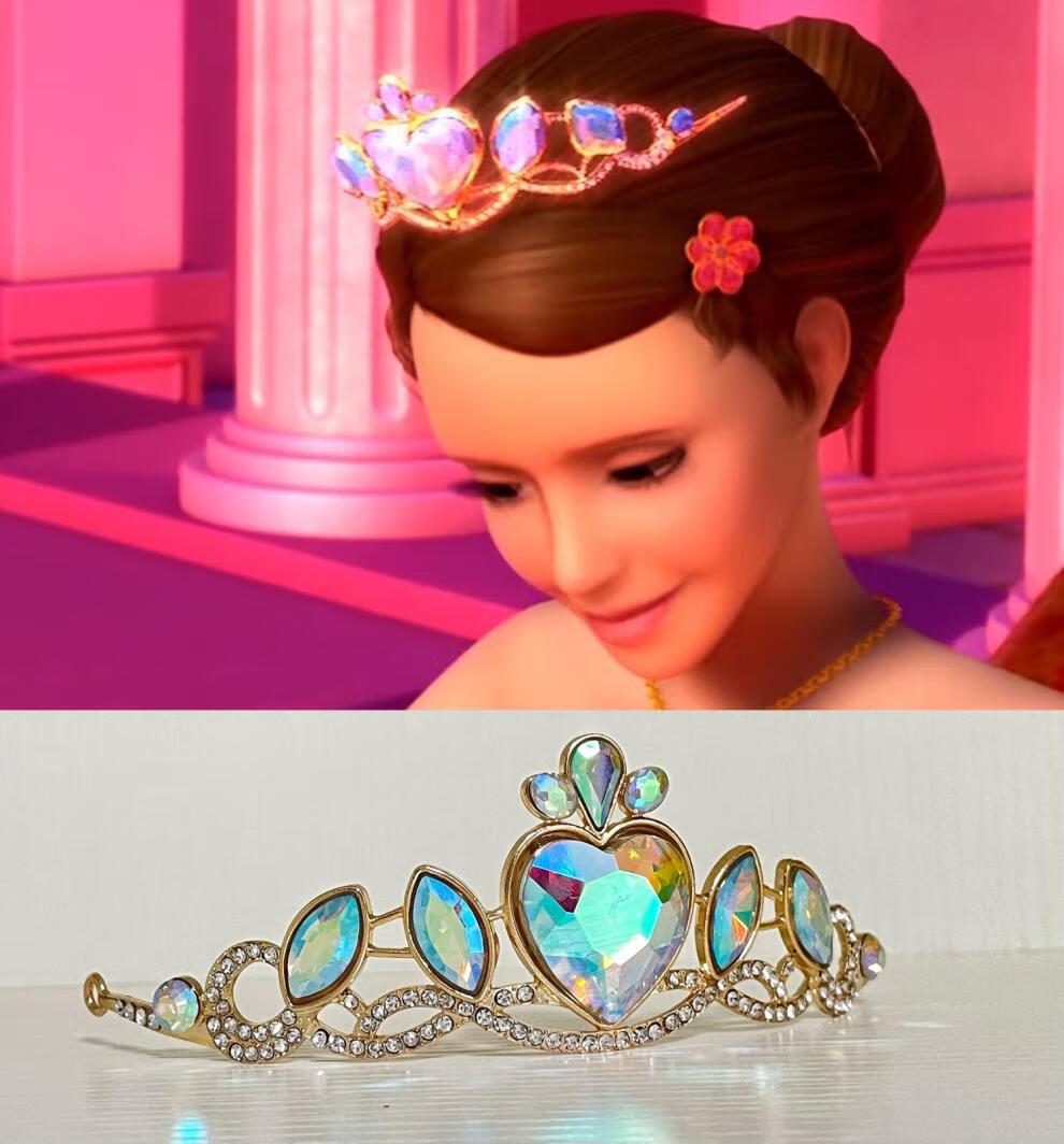 芭比公主学院皇冠 芭比之魅力公主学院皇冠发饰王冠头饰 粉钻款皇冠