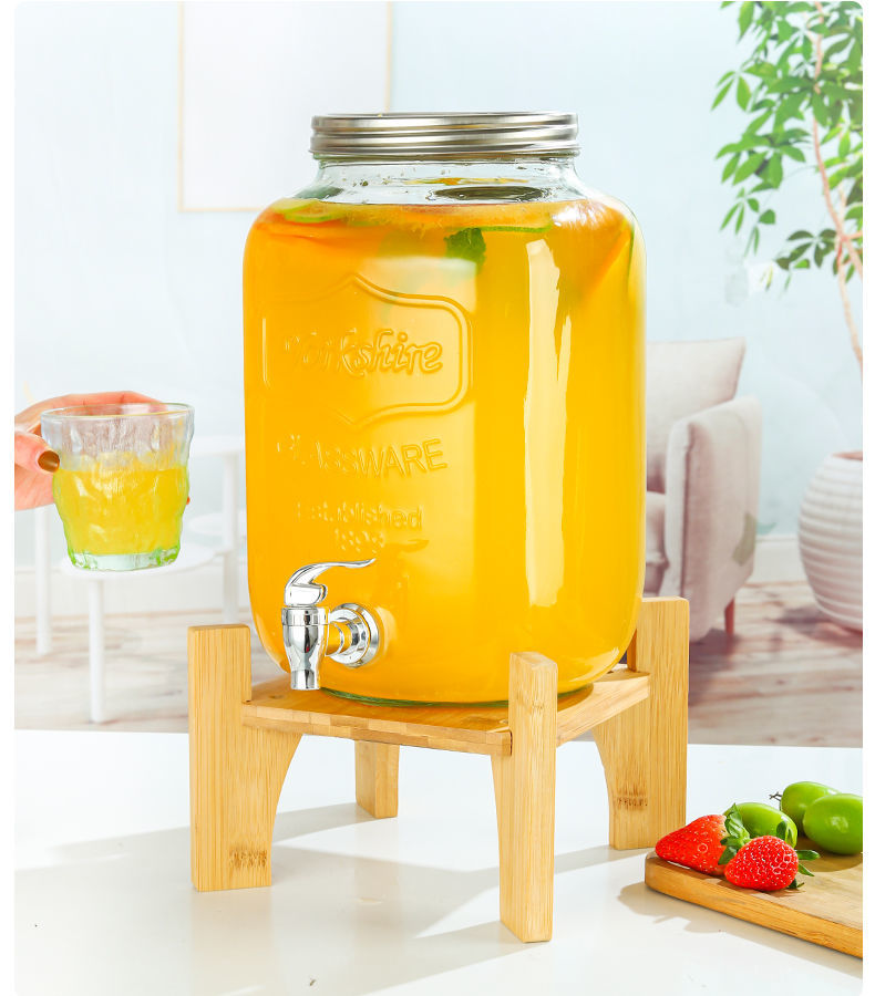 水果茶桶玻璃牛碧桶带龙头冷水桶茶歇饮料桶柠檬水果茶桶果汁罐可乐桶