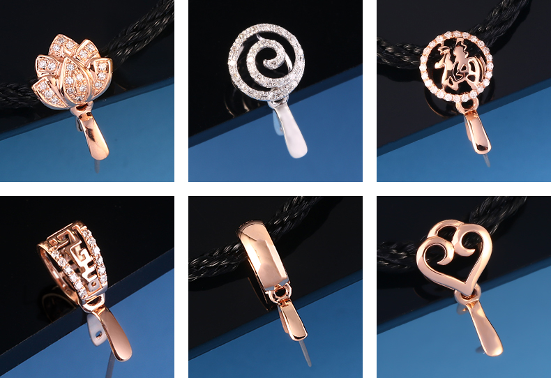 珊诗丽吊坠扣头18k金平安扣夹扣扣头皇冠款镶嵌钻石翡翠平安扣玉坠