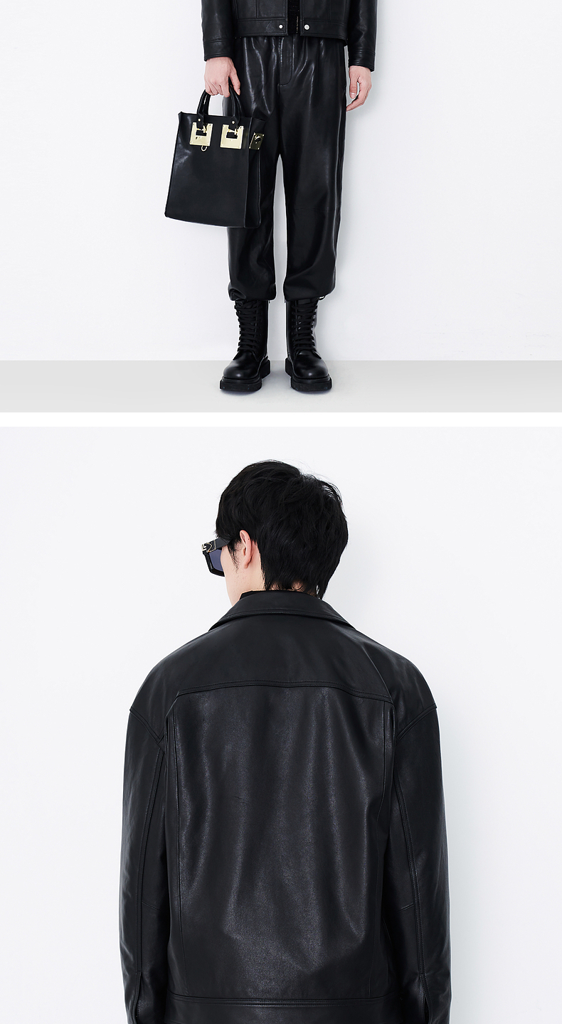 trendiano潮牌2022年秋冬帅气皮衣男翻领外套 黑色090 m【图片 价格