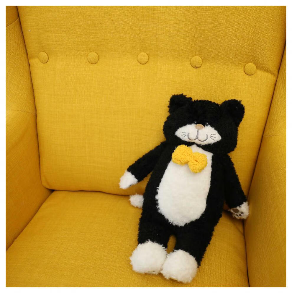 生日礼物日系复古黑猫毛绒玩具围巾猫咪玩偶公仔儿童房装饰礼物拍摄娃