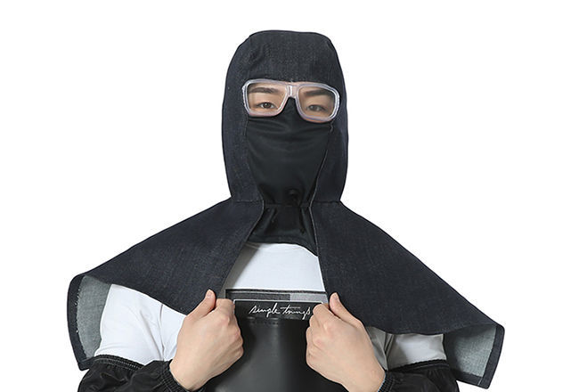 迷彩防尘帽带眼镜披肩帽套头罩防晒防雾帽子打磨劳保帽透气全封闭