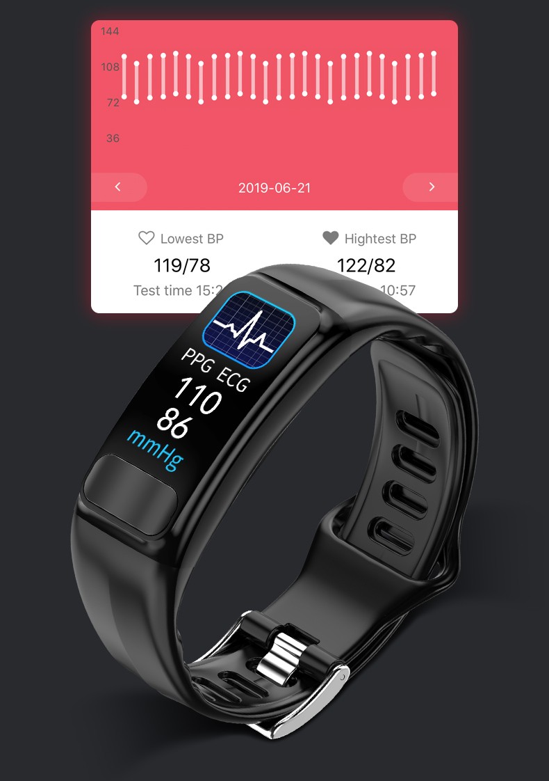 华为安卓手机通用智能血压手环老人运动监测心率血氧心电图报警检测仪