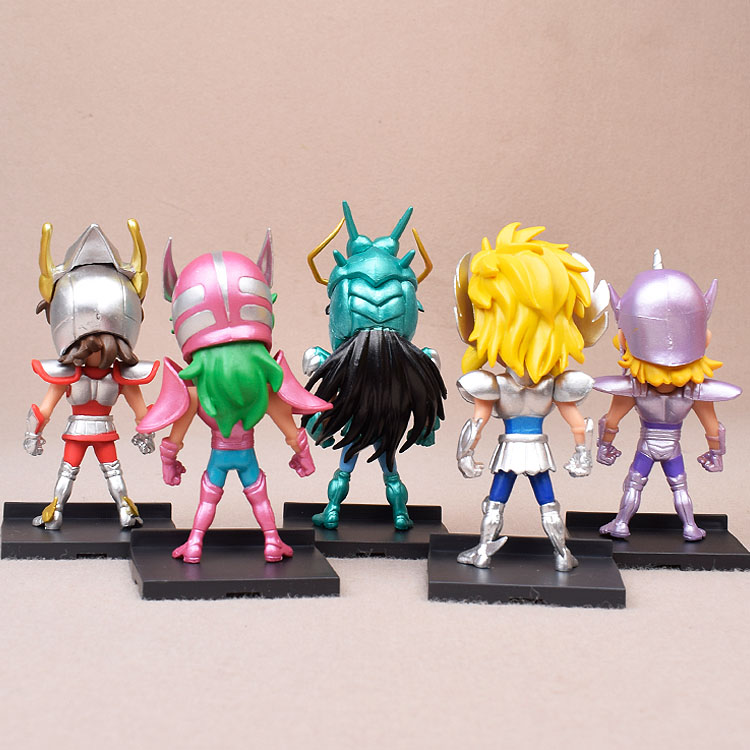 圣斗士手办模型紫龙冰河瞬五q版公仔摆件动漫玩具蛋糕装饰5个一组约高