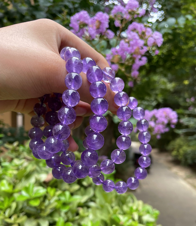 李福生天然薰衣草紫水晶手链一物一图 紫玉紫水晶女饰品紫晶老料 s