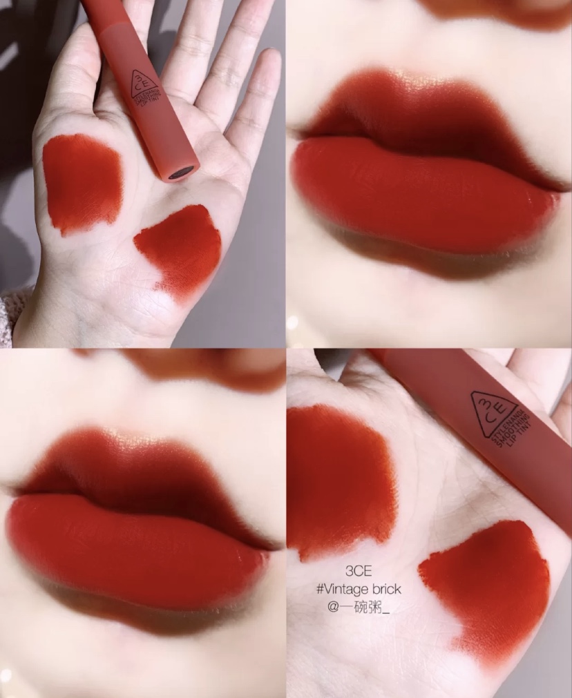 韩国3ce云朵水唇釉口红丝绒雾面哑光taupe铁锈红学生款女送女友细管