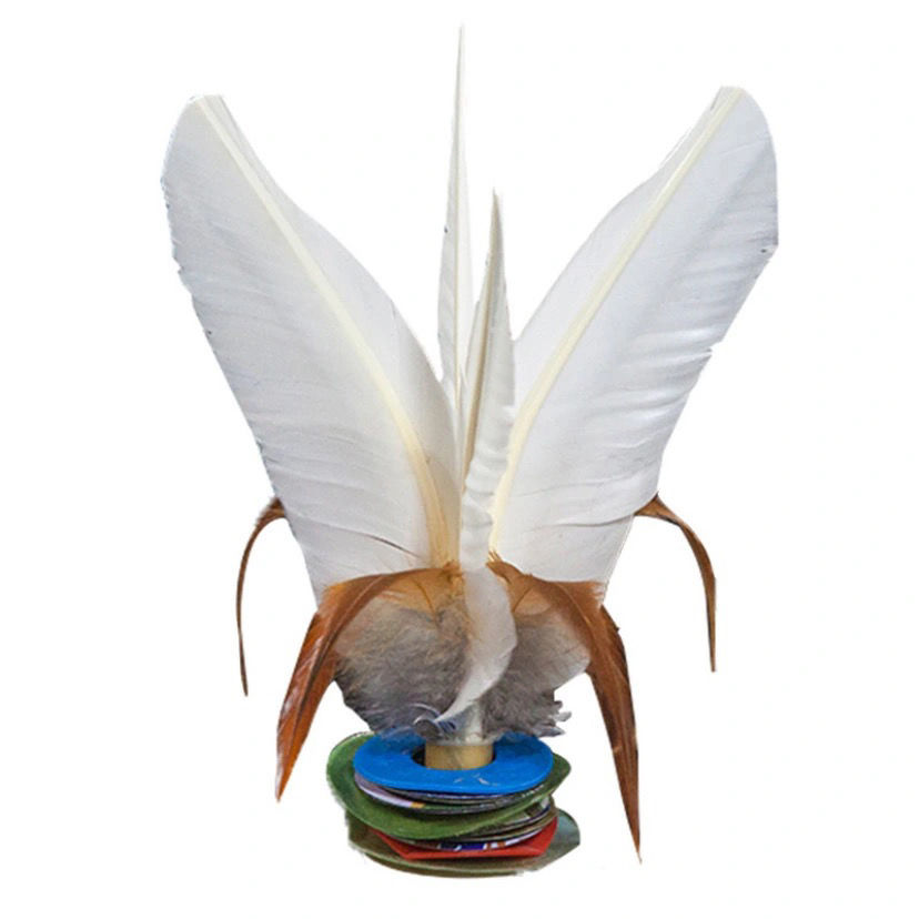 毽子成人健身大白色鹅毛好鸡毛毽牛筋底儿童小学生比赛大花毽批发