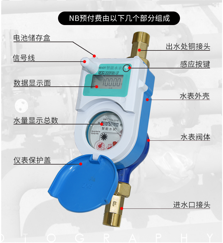 定制无线远传nbiot物联网预付费阀控手机微信远程抄表ic水表dn15