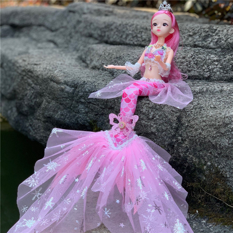 美人鱼尾巴玩具会唱歌会发光美人鱼玩具人鱼公主芭比娃娃儿童洋仿真