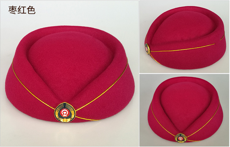 哈昱礼仪帽铁路学校学员红色演出帽高铁动车乘务员列车员帽子 深蓝 m