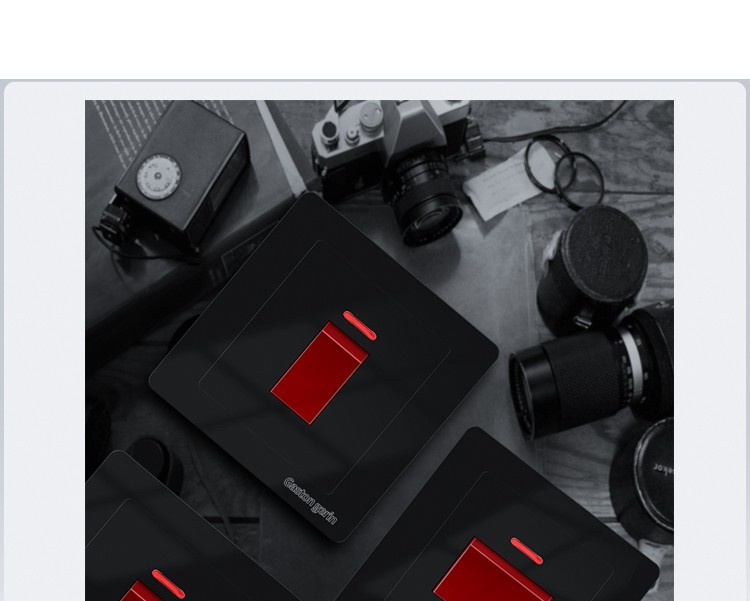 gastongerin86型暗装零火双断黑色曲架开关大功率25a开关面板带指示灯