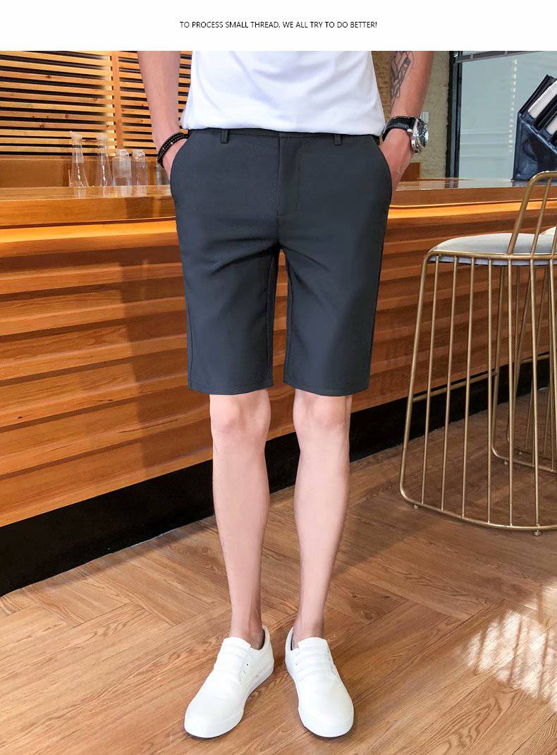 南极人西装短裤男五分裤修身休闲裤韩版百搭四5分冰丝西服裤子男士