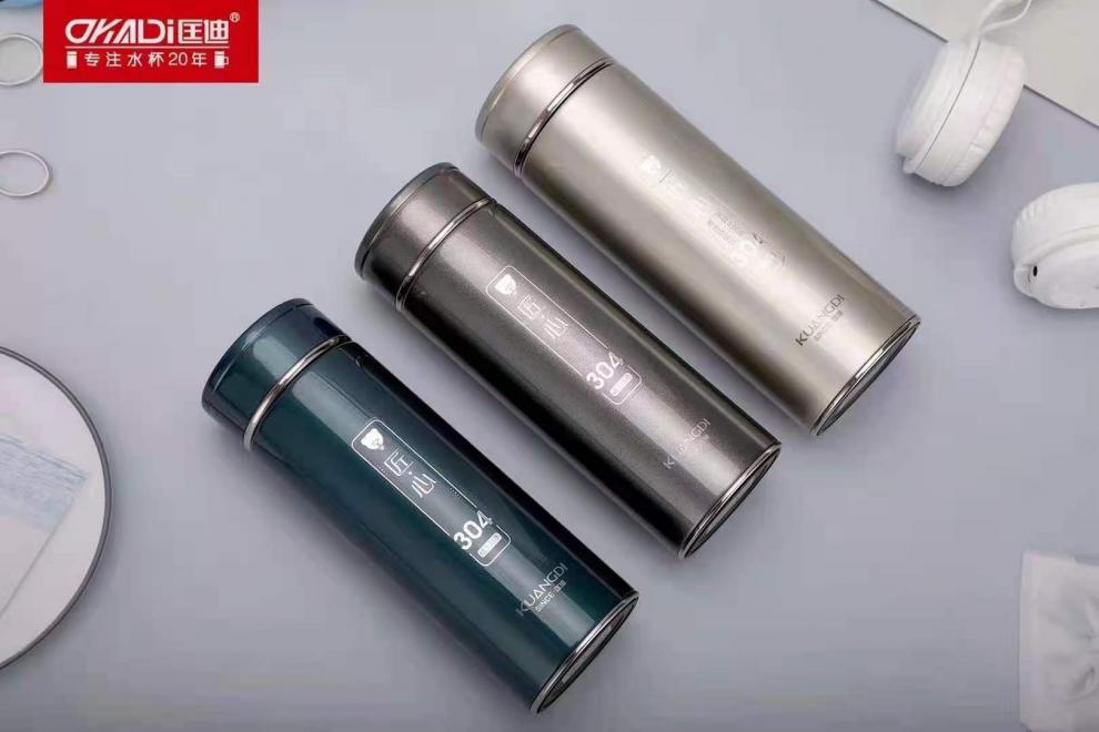 新款匡迪保温杯真空304不锈钢内胆男女商务家用保温杯水杯青色480ml