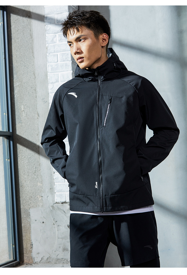 安踏anta官网运动外套男2022春夏季新款男士连帽休闲快开拉链防风衣
