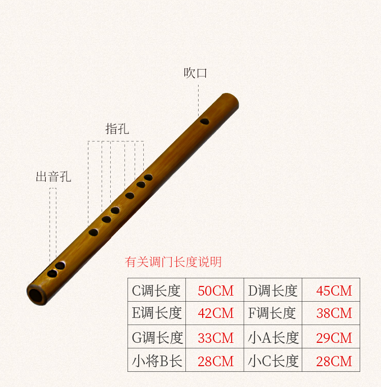 学生入门竹笛小笛子随身初学者儿童成人乐器女短笛小降b调28cm无膜孔