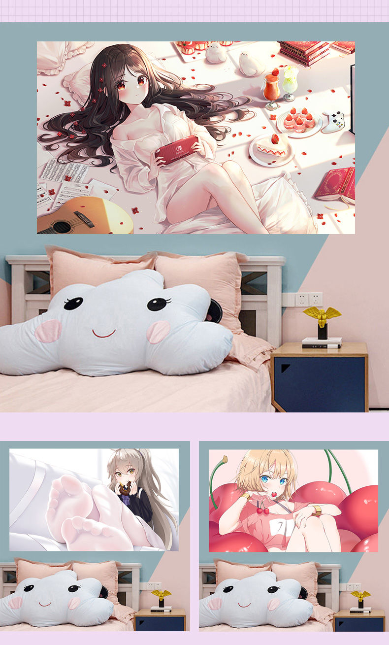 蓝桂动漫墙贴高清二次元猫娘海报可爱学生宿舍卧室超大壁画贴纸自粘画