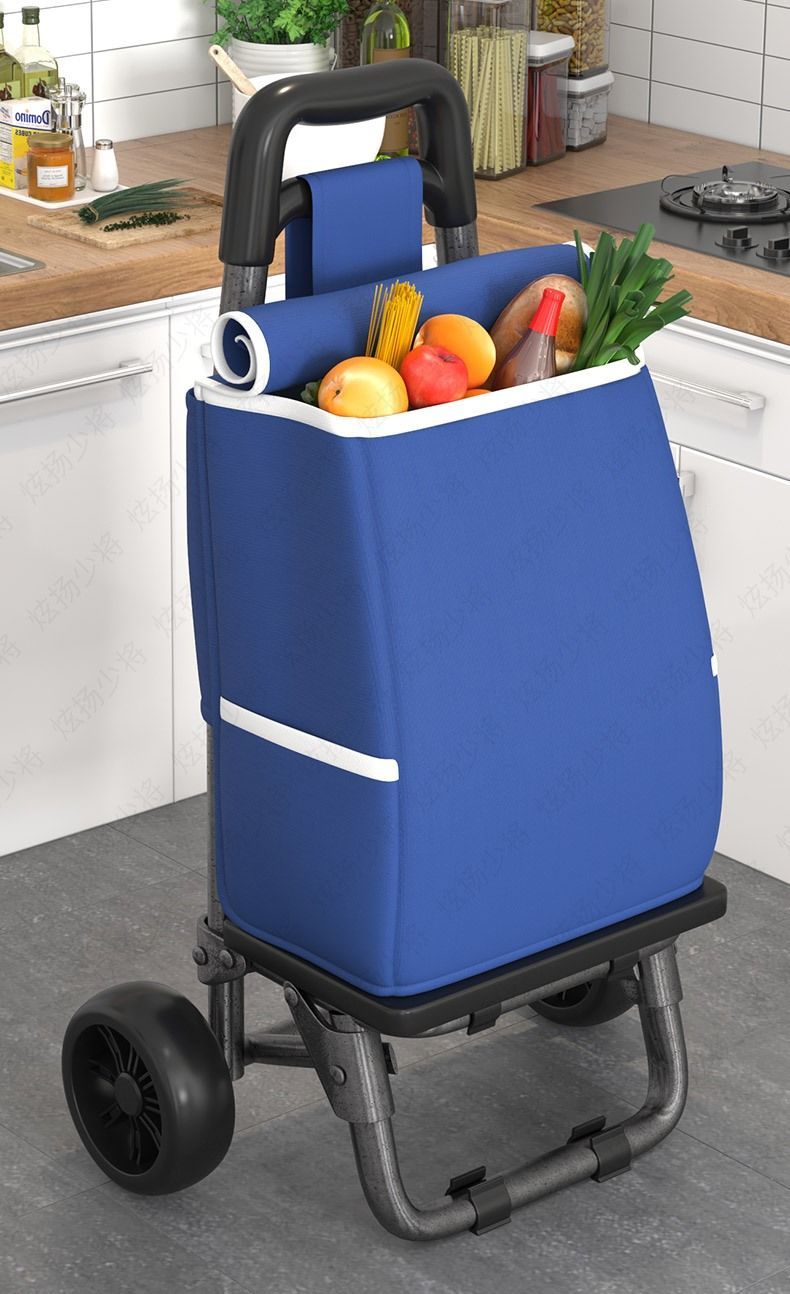 苏墨老人菜车小拉车轻便手拉车便携叠拉杆车家用小推车拖车购物车水晶