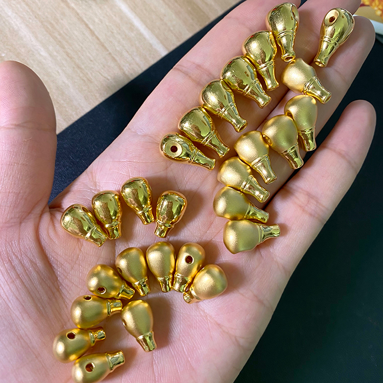 荟幽兰 999足金3d硬金扁款光面磨砂8mm9mm11mm小三通佛塔佛头七夕情人