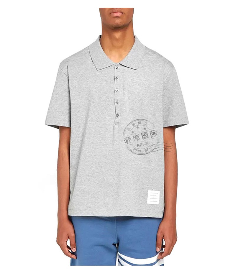 thom browne汤姆布朗tb男装t恤条纹翻领短袖polo衫mjp052a 0042 灰色