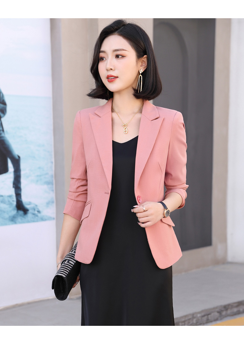 品牌进口品质杏色小西装外套女春秋时尚气质休闲大码百搭女士职业西服