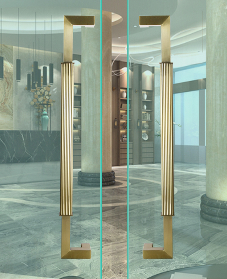 玻璃门拉手不锈钢方管中式有框办公室酒店现代推拉钢化大门把手 钛