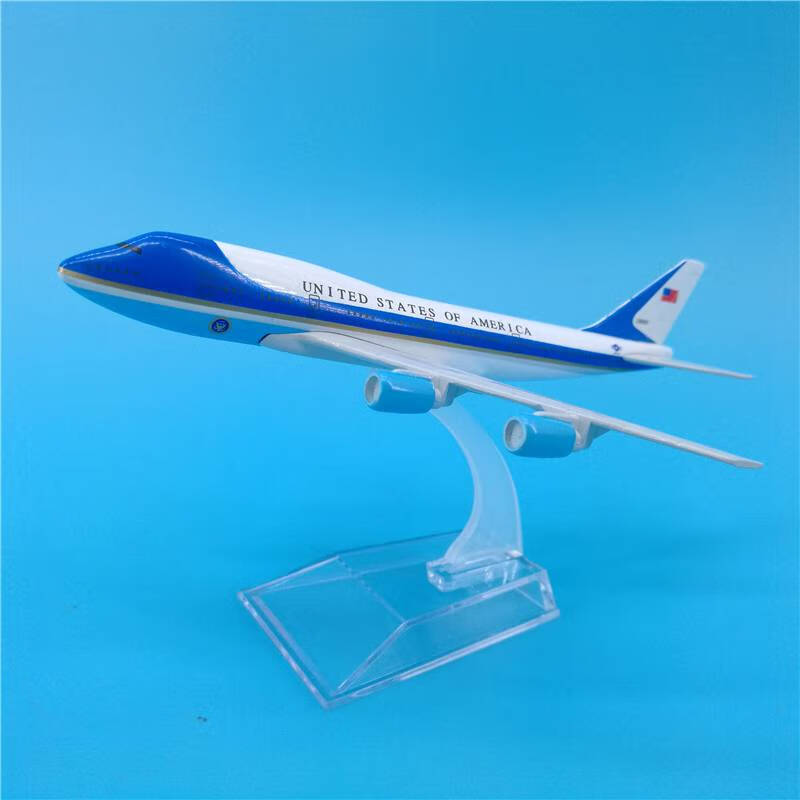 万代美国空军一号飞机模型 16cm美国专机空军一号波音b747飞机模型