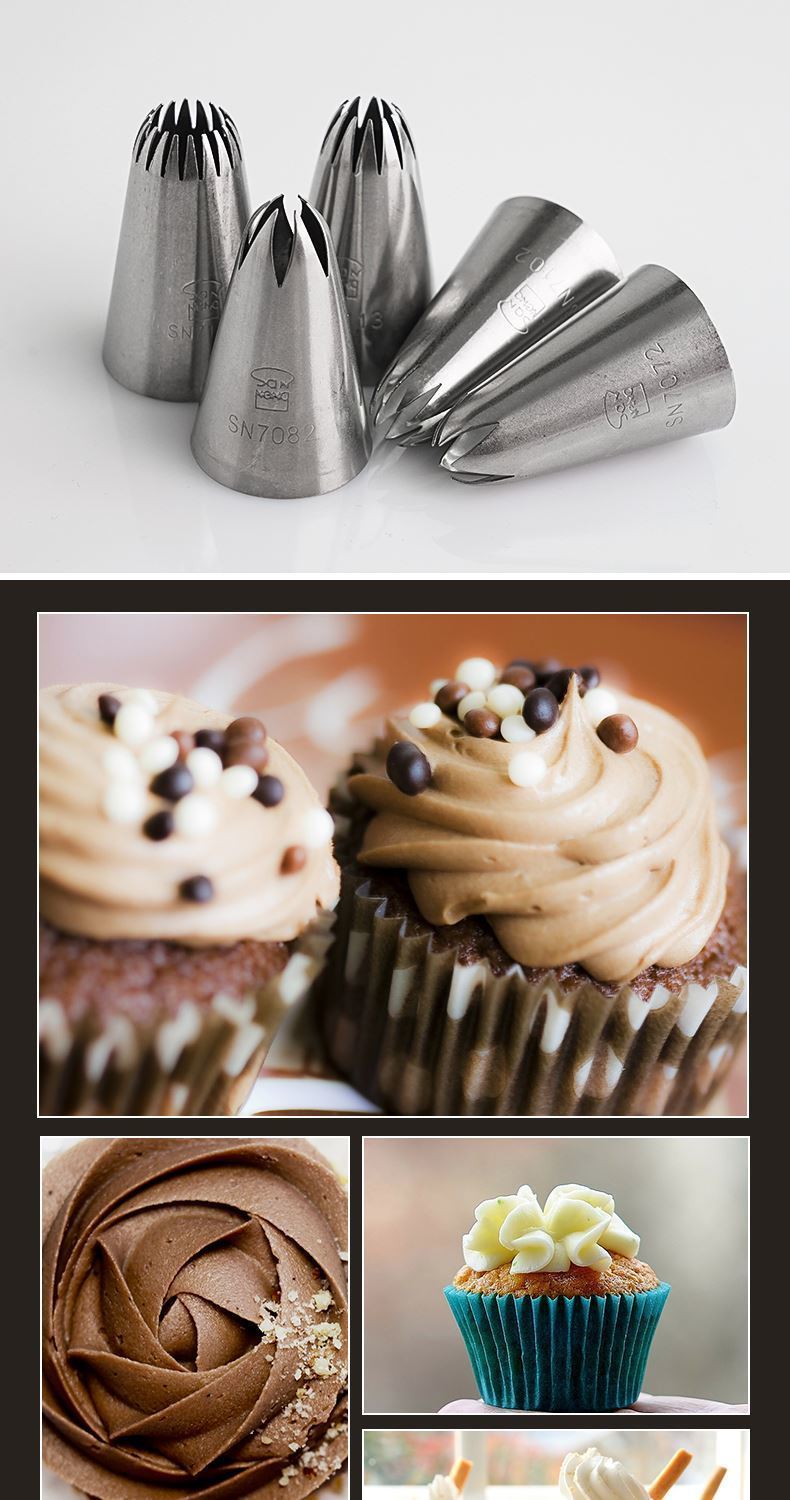 裱花袋和嘴三能曲奇裱花嘴挤花嘴奶油蛋糕八齿花嘴家用裱花嘴sn7082sn