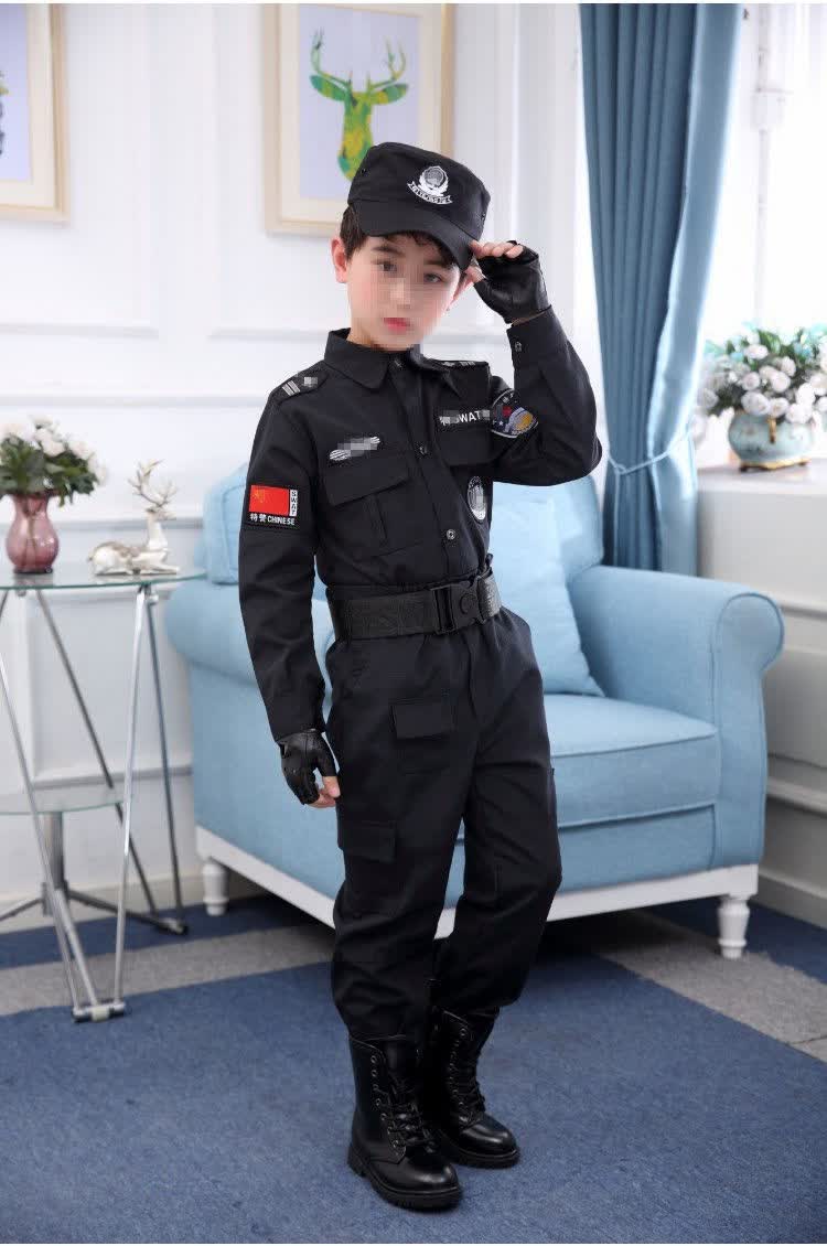 儿童小警察服军装特警衣服特种兵套装男孩女童警官幼儿园表演服装长