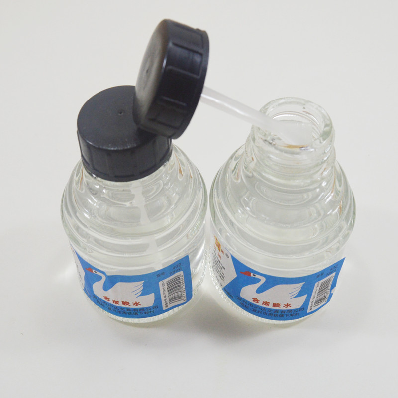 沪达402胶水粘贴天鹅玻璃瓶胶水带刷子学生办公财务专用 红色【图片 