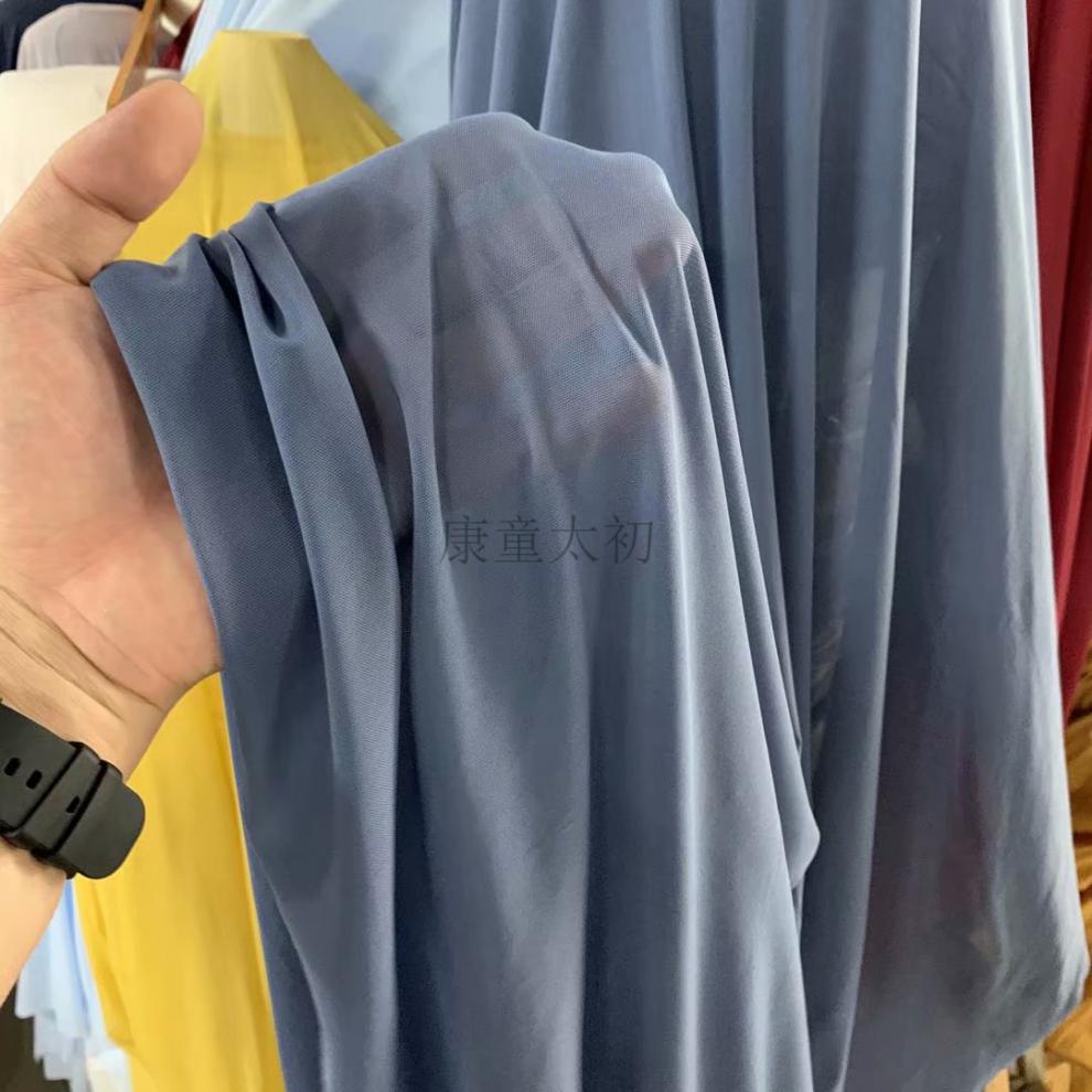 进口超柔软纯色氨纶网纱布料四面弹力服装打底衫丝袜内衬布料明黄色一