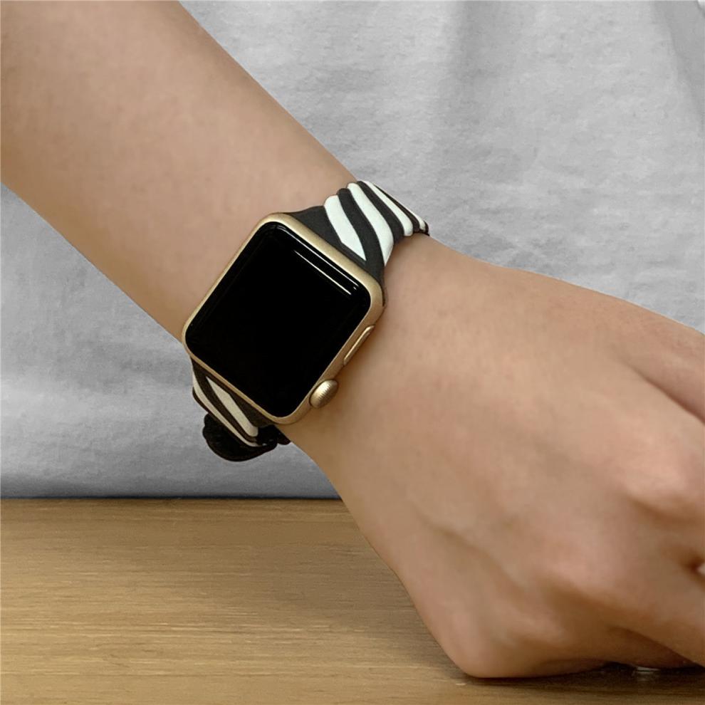 适用苹果智能手表applewatch123456se全系列硅胶表带小众彩虹色硅胶