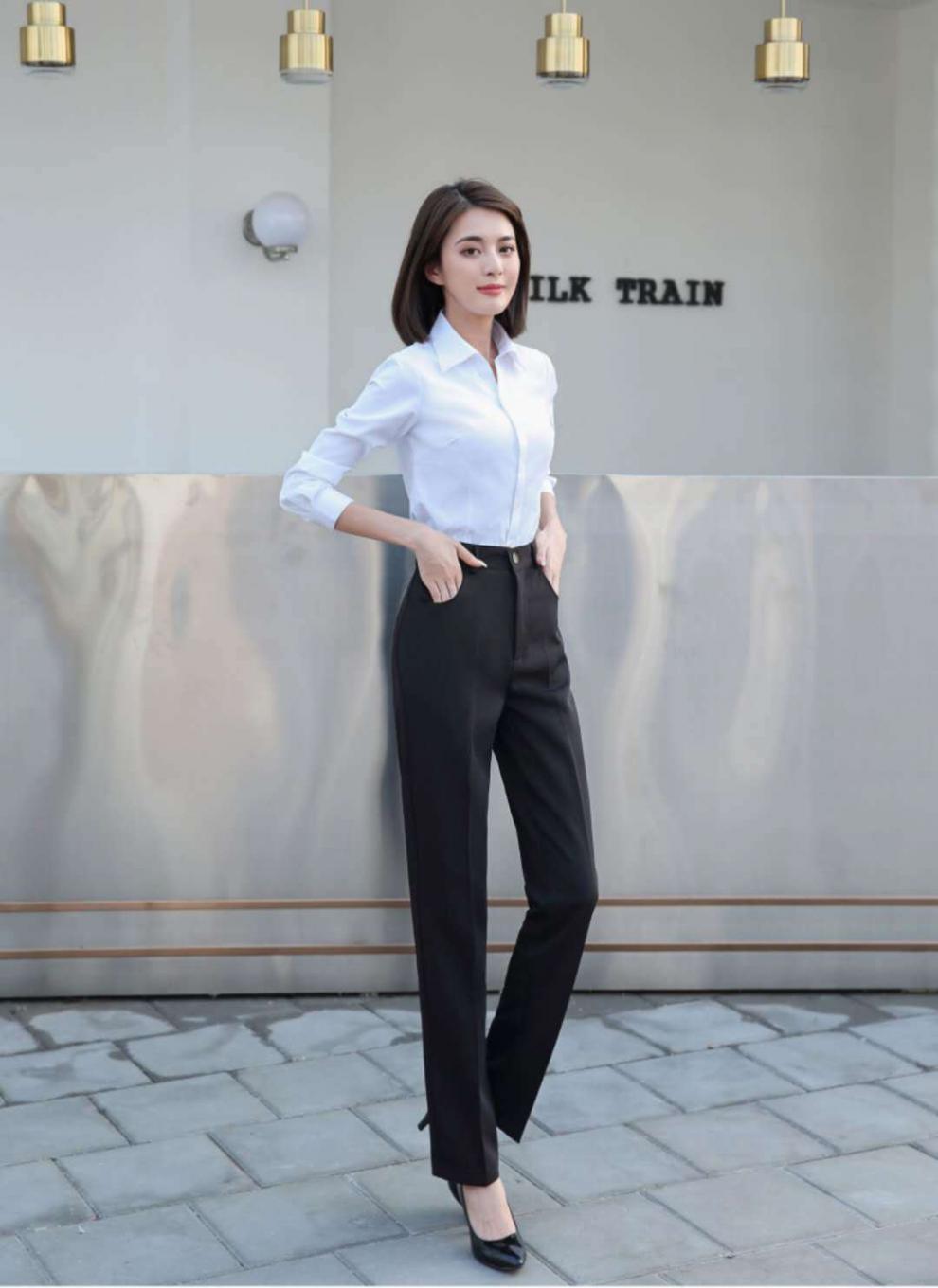 恒佩职业女套装裤装衬衣正装上衣白衬衫高腰西裤女春夏