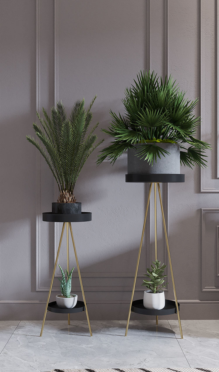 轻奢花架客厅室内花架子阳台多层置物架北欧摆花架子铁艺金属花架全