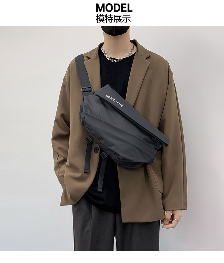 卡漫森商场同款潮牌机能斜挎包男潮ins胸包男士运动背包通勤包包休闲