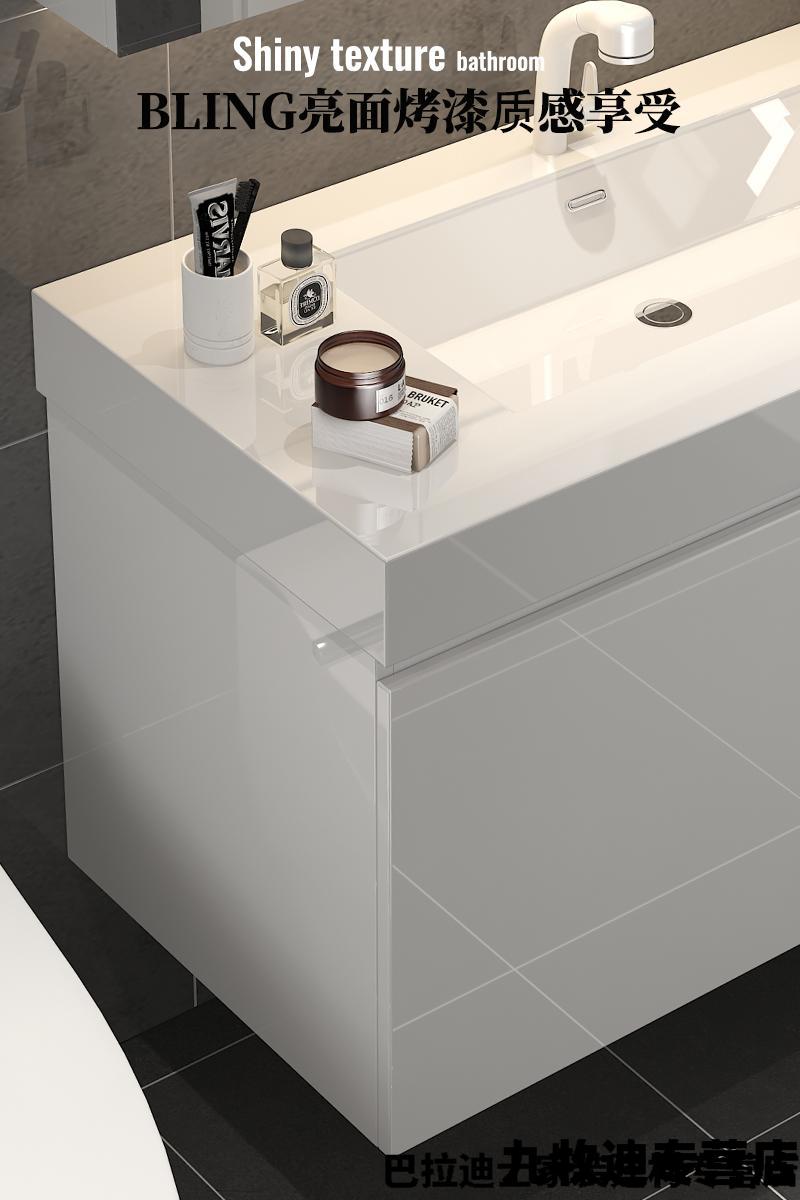 烤漆白色实木洗手池洗脸盆洗漱台人造一体盆卫浴柜品质高端卫浴定制