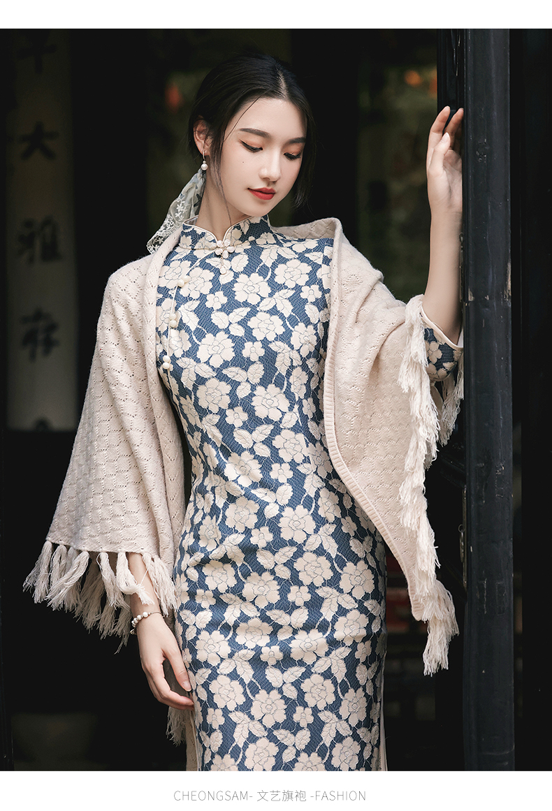 mlcriyg旗袍披肩外套2021年高端复古民国风斗篷外搭外套年轻款少女老