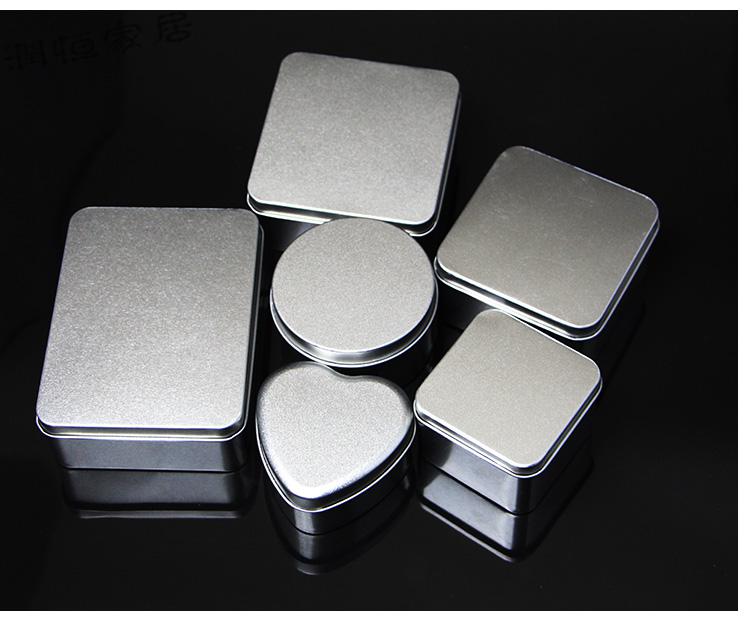 古硕 银色磨砂长方形马口铁盒订制圆形铁盒糖果盒茶叶药膏包装礼盒