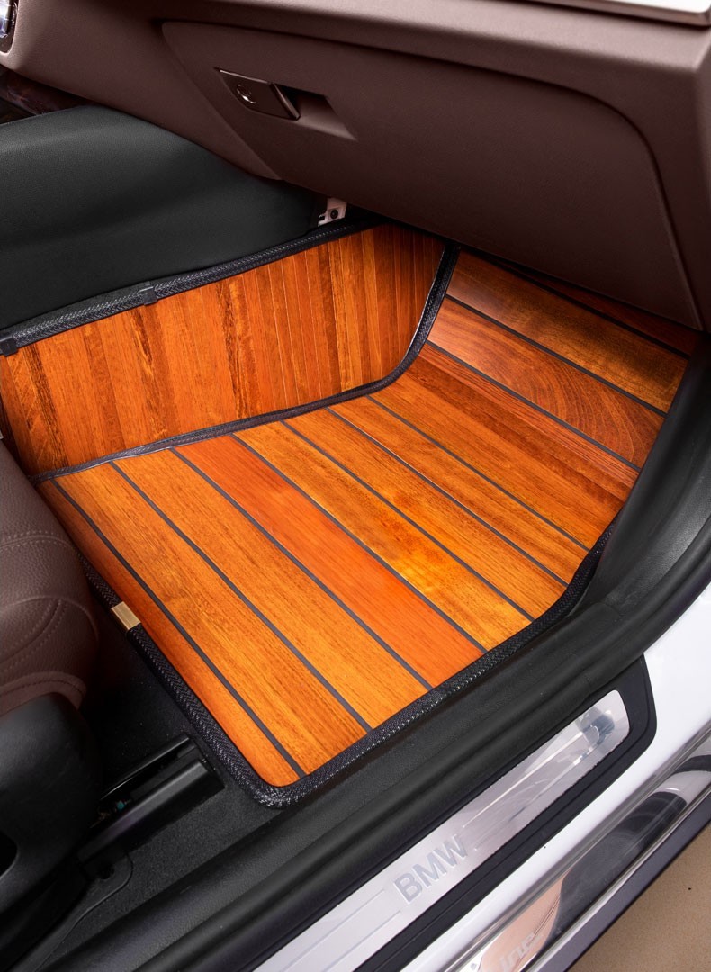 汽车木地板脚垫全包围适用轿车suv改装定制实木脚垫木质脚垫柚木原木