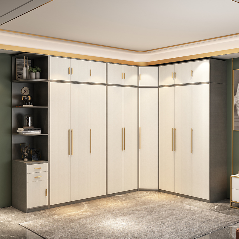 转角衣柜转角衣柜家用卧室书桌一体组合带梳妆台90度钻石型l型衣帽间