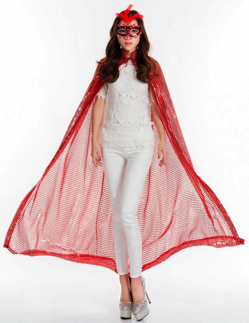 恋依小铺新品面纱女古代选美颁奖披风斗篷演出活动舞台袍子亮片披肩花