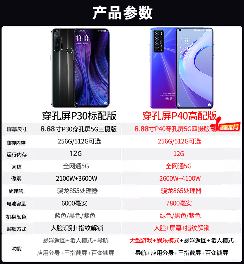 全新5g256gp40pro安卓学生价豹啸游戏智能通手机适用vivo华为oppo线