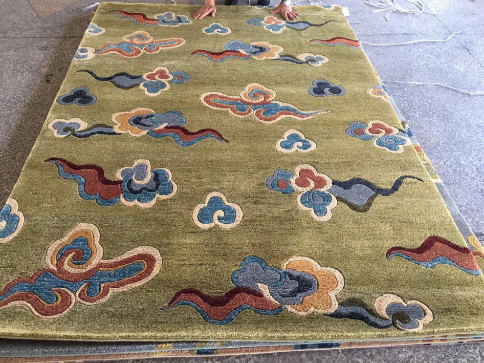 藏羊纯手工编织全毛地毯祥云图案客厅卧室168244米纯羊毛地毯168米x2